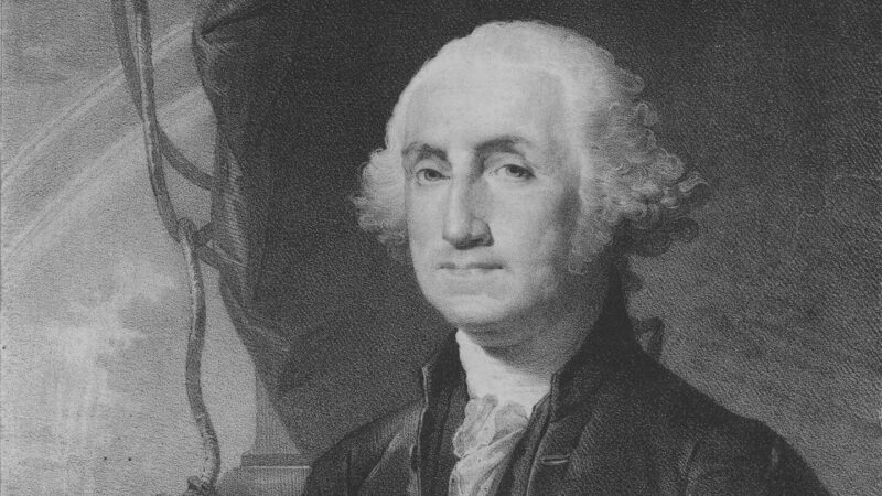 George Washington portrait in black and white.