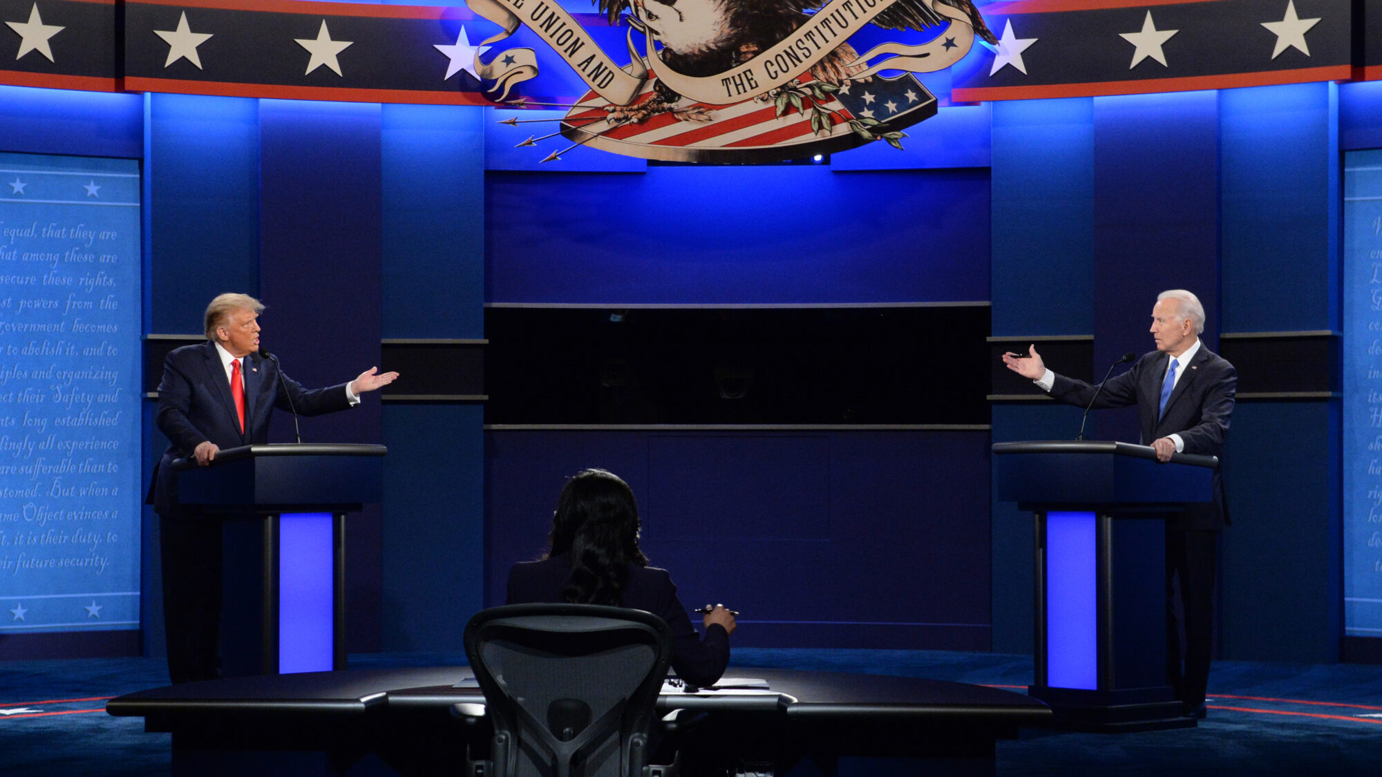 Joe Biden and Donald Trump at the 2020 presidential debate.