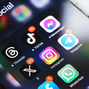 Social media apps on a phone.