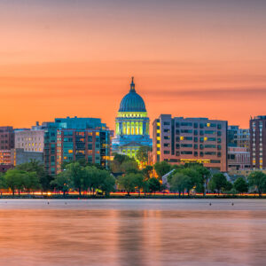 The Madison skyline in Wisconsin.