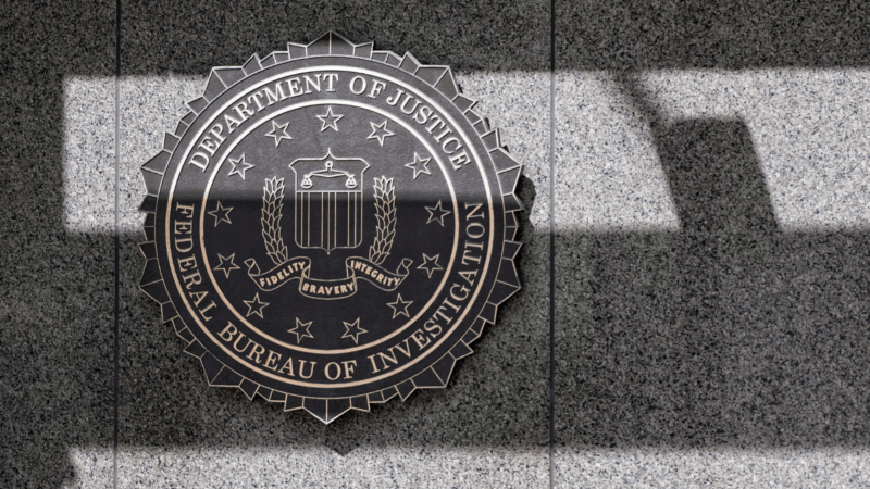 The Department of Justice emblem on the side of the DOJ headquarters.
