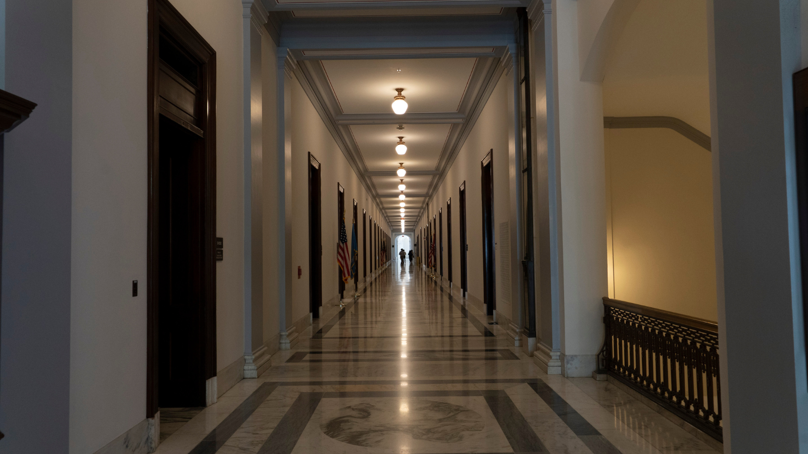 The interior of a Senate building.