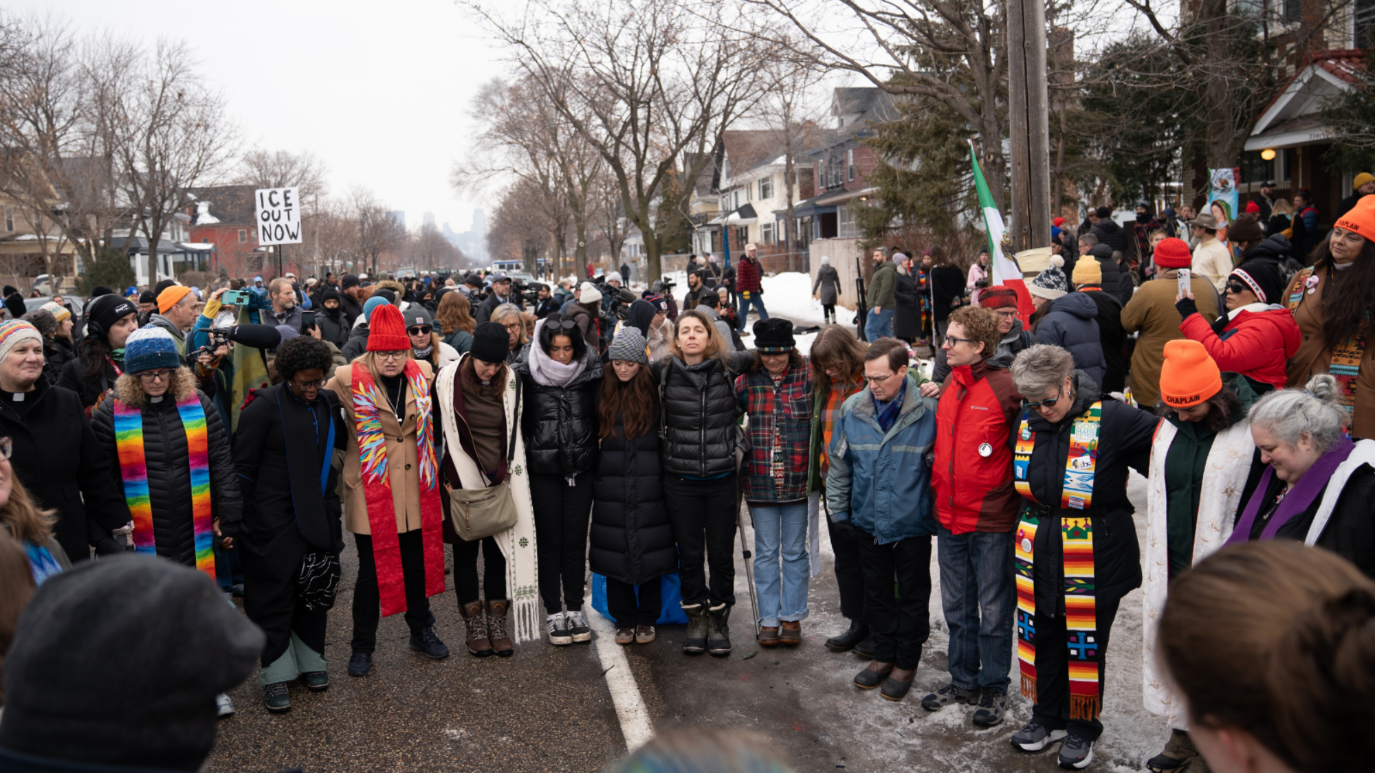Minneapolis protesters in the street in 2025.