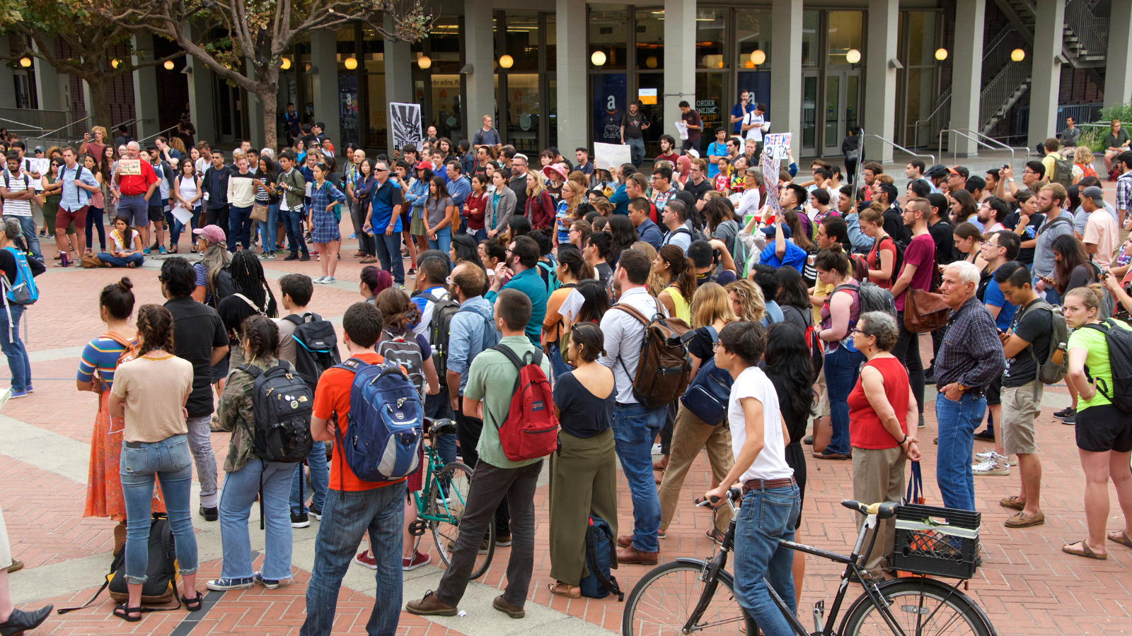 A student protest on campus in Berkeley.