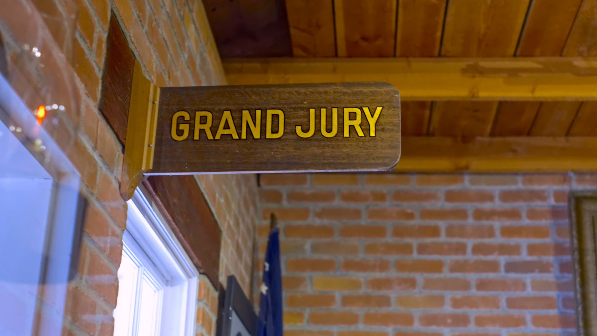 A sign for a grand jury in Santa Monica.