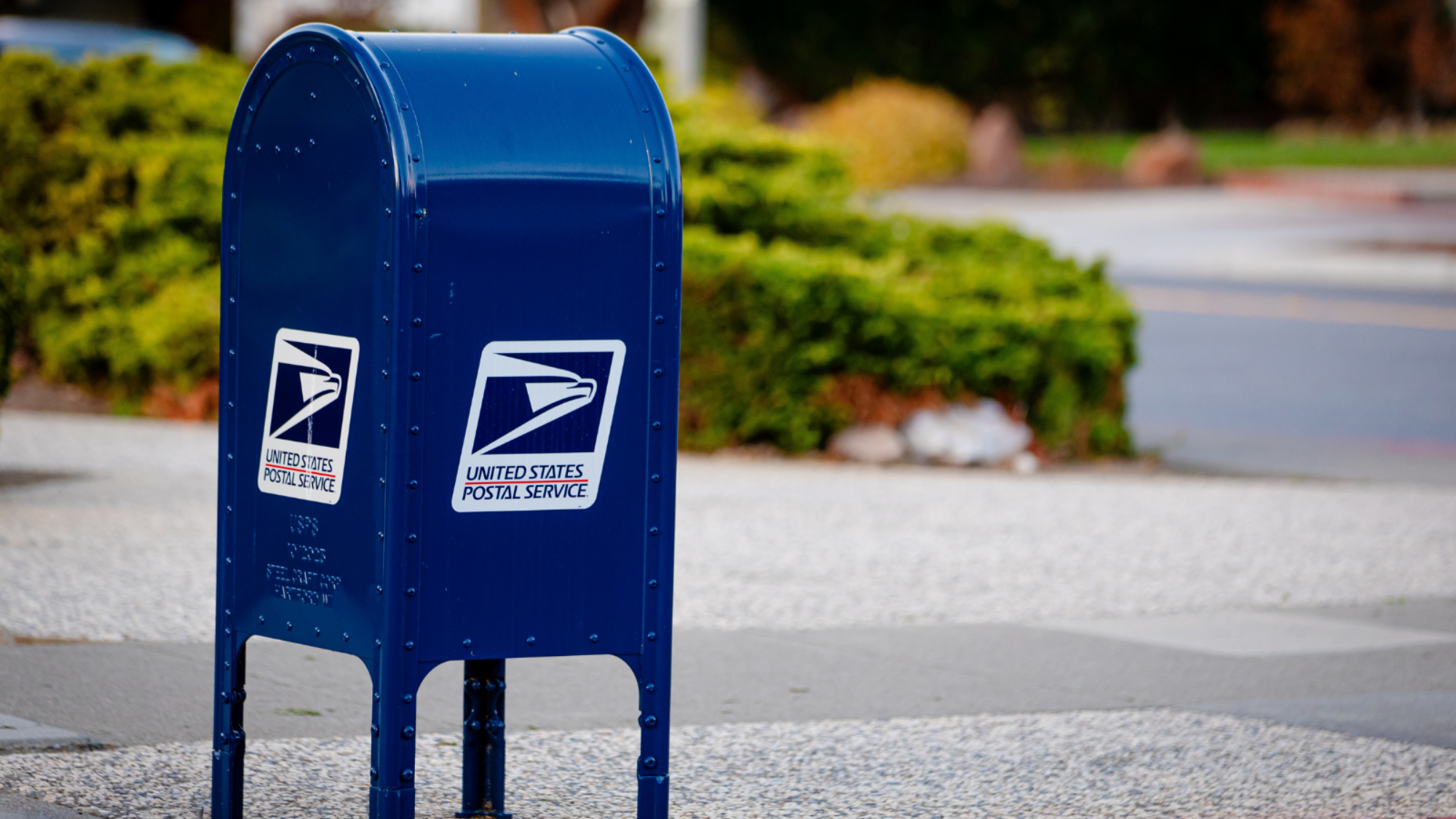 A post office mailbox on a street in California.