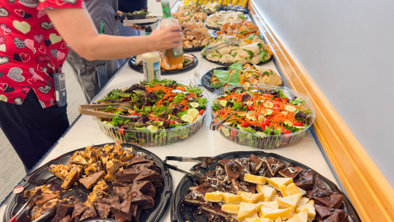 A potluck spread sitting on a table
