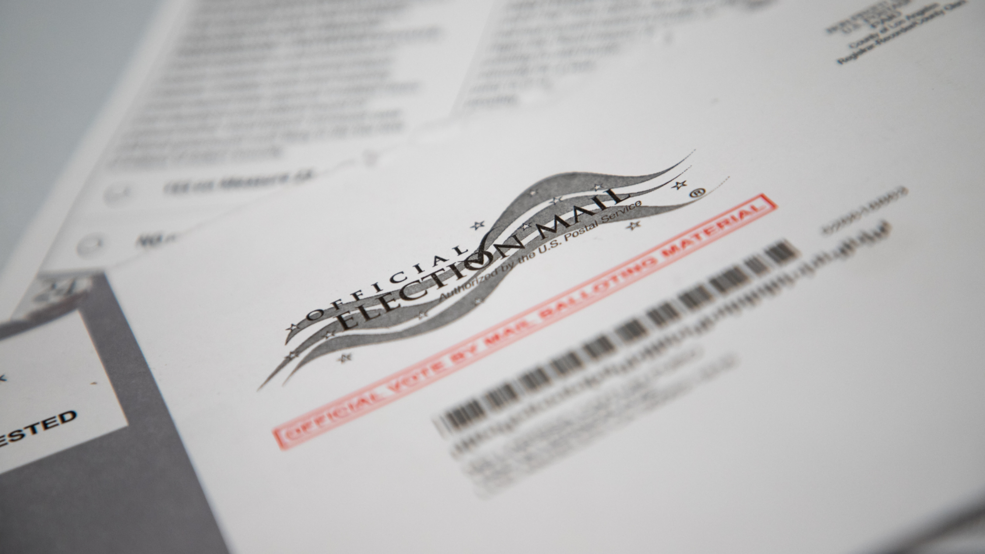 Close up of a mail ballot.