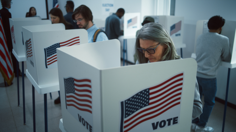 Voters at a polling location