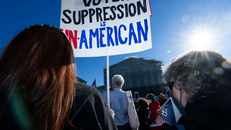 Voter Suppression protest sign