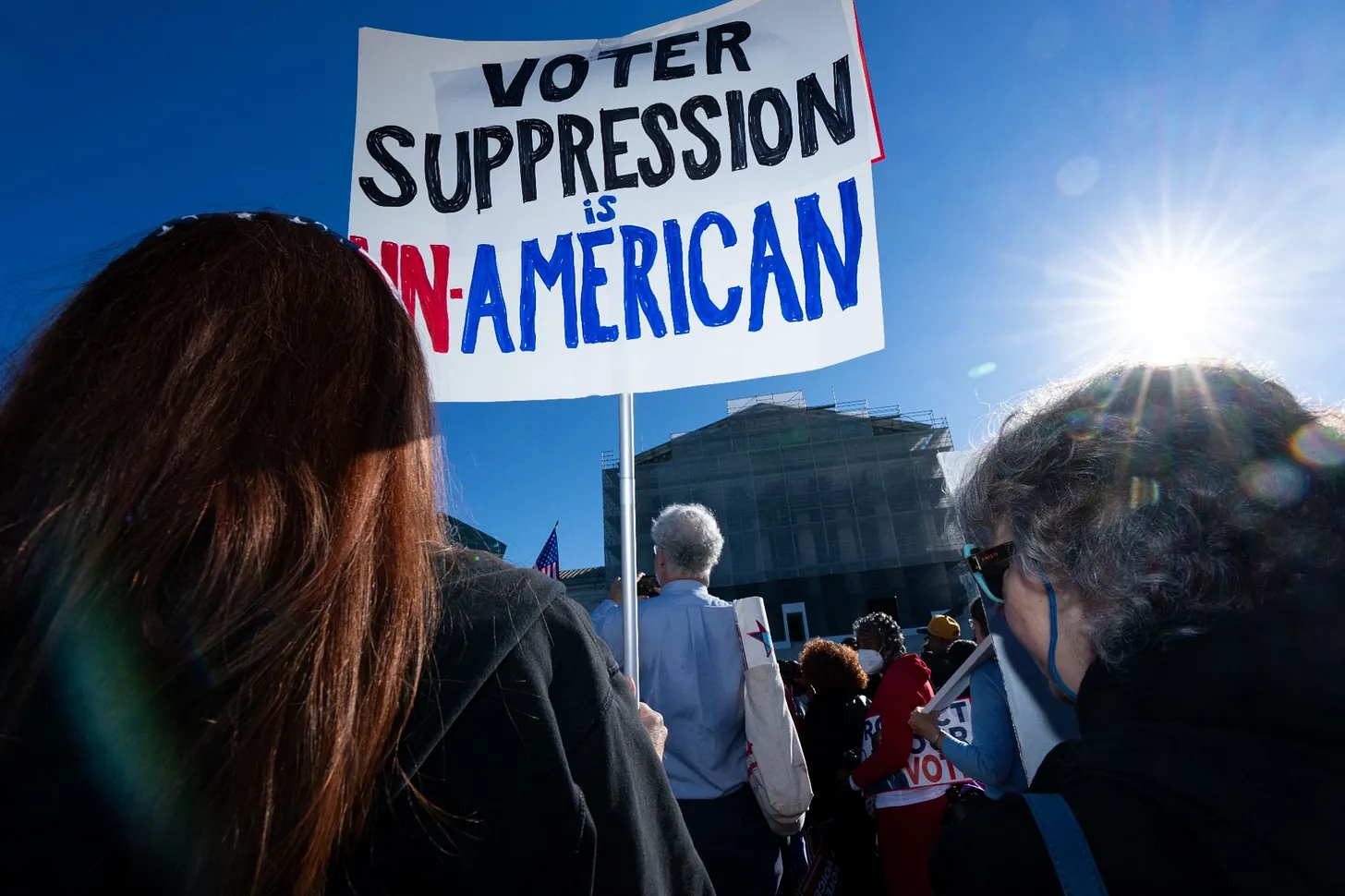 Voter Suppression protest sign