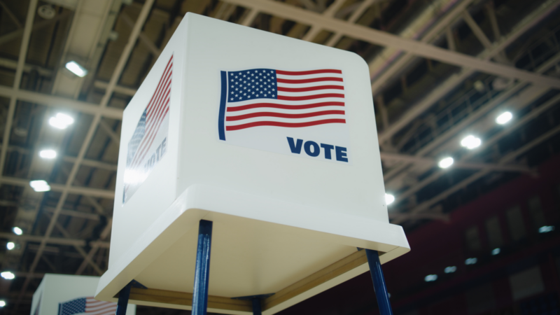 Voting booth from a low angle
